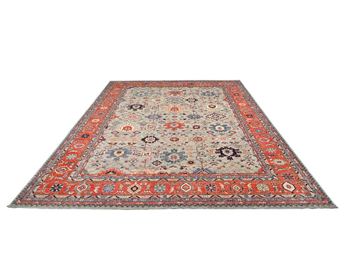 9x12 Gray Aryana Afghan Hand Knotted Veg Dye Wool Area Rug